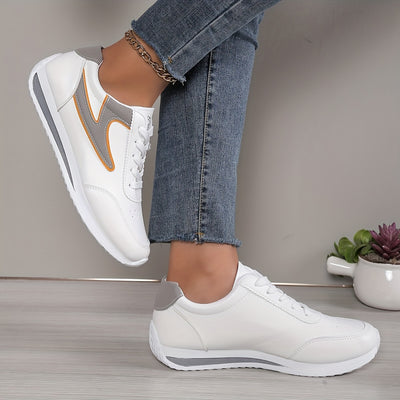 Women's Simple Platform Sneakers, Casual Lace Up Outdoor Shoes, Comfortable Low Top Shoes