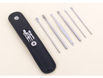 6 قطع من أدوات تنظيف الأذن وإزالة الشمع - أعواد تنظيف الأذن لإزالة شمع الأذن بسهولة وفعالية - ملعقة تنظيف الأذن للعناية الصحية للتنظيف والصيانة