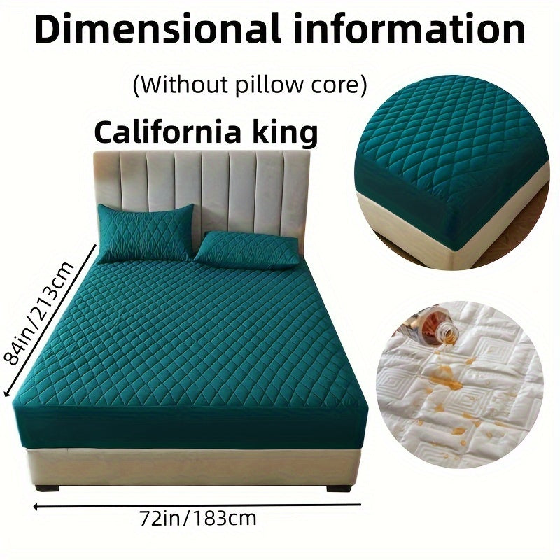 2/3pcs Set of Quilted Waterproof Bed Cover in Multiple Colors, Waterproof Mattress Protector, Bed Cover And Pillowcase Set, Non-Slip Full Coverage Bed Cover.