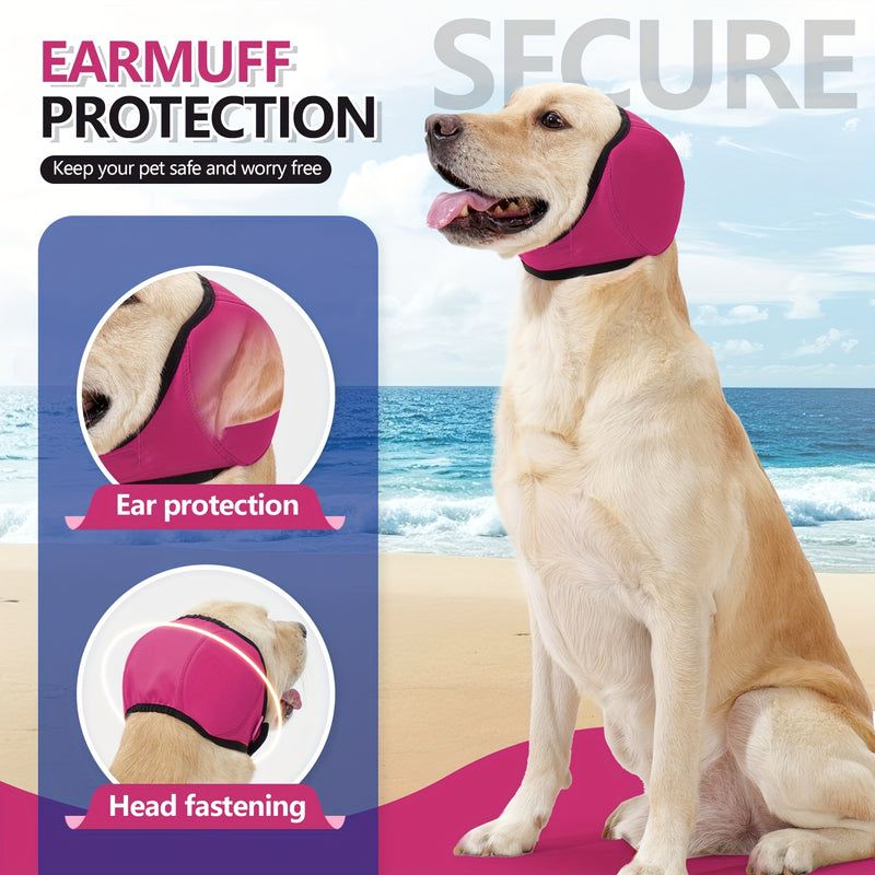 Earmuff Protection Dog Ear Muffs for Noise Reduction & Hearing Protection - Adjustable Head-Fastening Design, Breathable Soft Material for Swimming, Beach, Fireworks - Anxiety Relief & Emotional Support for Puppies & Dogs