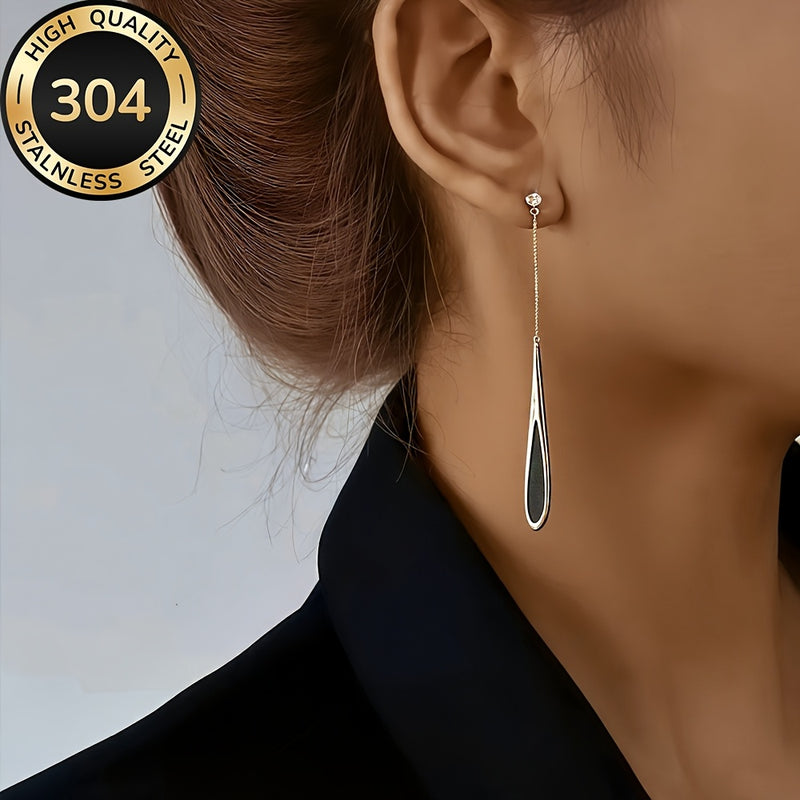 Hypoallergenic Stainless Steel Golden-Tone Teardrop Earrings, Fade-Resistant, Comfortable and Elegant, High-Quality Fashionable Women&