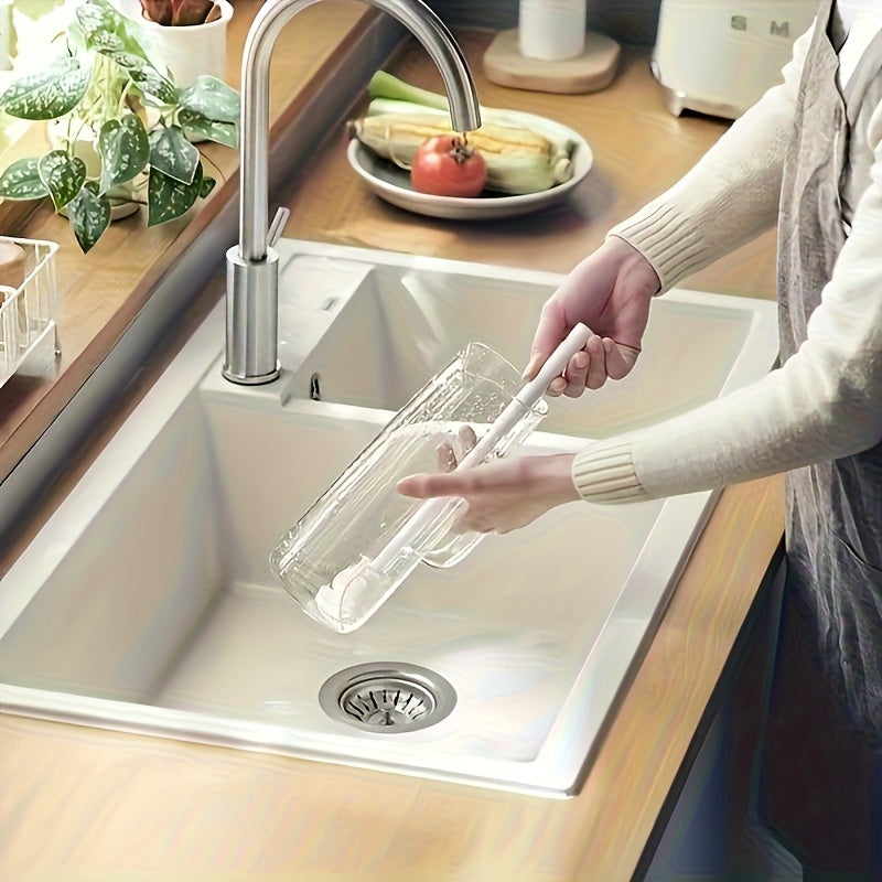 1pc 360° Silicone Cleaning Brush with Foldable Head & Long Handle - Reusable, Portable Scrubber for Bottles, Cups, Kitchen Surfaces - Durable Non-Scratch Design for Indoor/Outdoor Use, Versatile Cleaning Brush | Long Handle