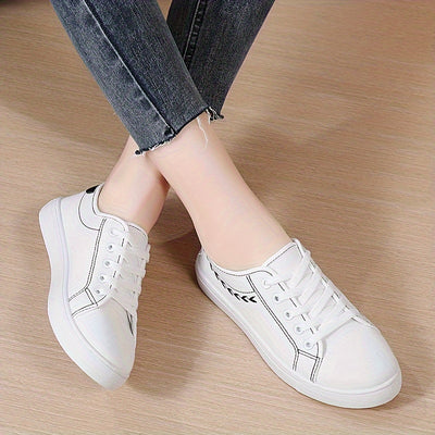 Women's Simple Canvas Shoes, Casual Lace Up Outdoor Shoes, Comfortable Low Top Sneakers