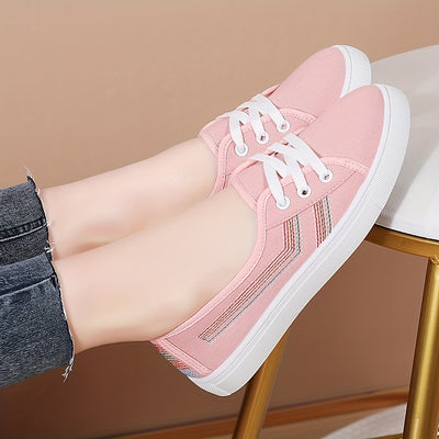 Women's Simple Canvas Shoes, Casual Lace Up Outdoor Shoes, Comfortable Low Top Sneakers