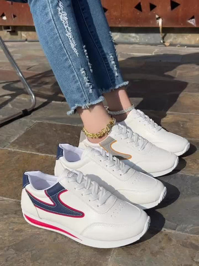 Women's Simple Platform Sneakers, Casual Lace Up Outdoor Shoes, Comfortable Low Top Shoes