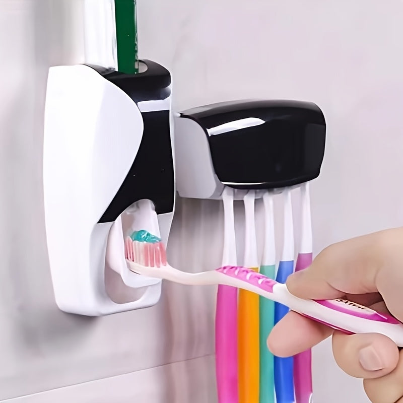 Wall-Mounted Toothbrush & Toothpaste Holder Set with Automatic Dispenser And Cup