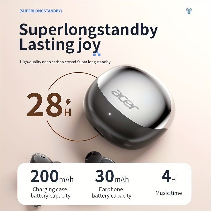 ACER HiFi High-definition Stereo Sound TWS Wireless Earbuds with Call Noise Cancellation, Long Standby Time, Dual Core 5.4 Wireless Chip, HIFI Grade Stereo Sound, Lightweight Touch Design, Fashionable Design, Comfortable for