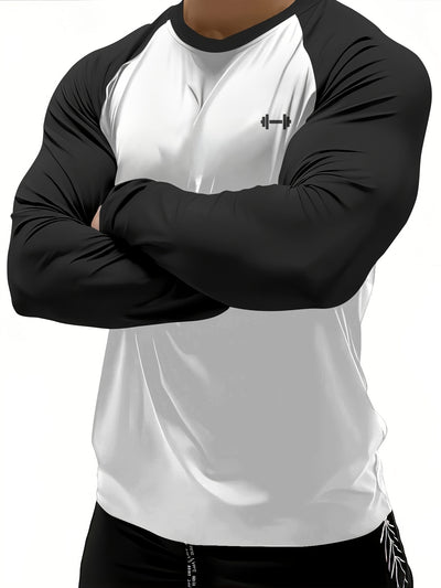 Men's Athletic Compression Long Sleeve T-Shirt - Quick-Dry, Breathable, with Graphic Print, Crew Neck, Stretch Fabric - Ideal for Running, Gym & Sports Activities, Gym Clothes