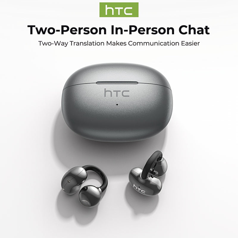 1pc HTC NE55 AI Translation Earbuds Real-time Translation Headphones OWS Open-Ear Wireless Headphones, Latest BT V6.0, Noise Reduction Clear Call, 6.5 Hours Music Long Battery Life, Big speaker Big Volume, Headphones Noise Ca
