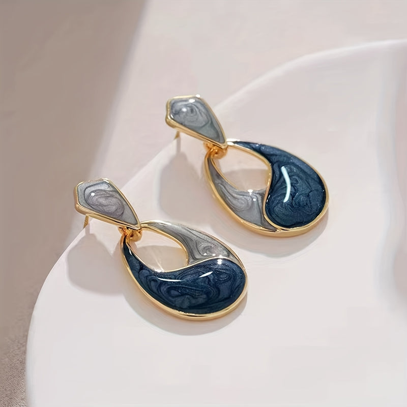 [ Pair of 2pcs, Blue Teardrop Earrings, High-Quality Jewelry, Upgraded Retro Earrings, High-End Decorative Earrings, Suitable for Daily Wear, Wedding Season Accessories, Suitable for Gifts for Girlfriends, Classmates And Good
