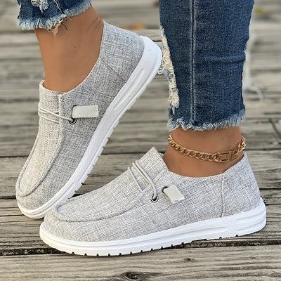 Women's Simple Flat Canvas Shoes, Casual Lace Up Outdoor Shoes, Lightweight Low Top Sneakers