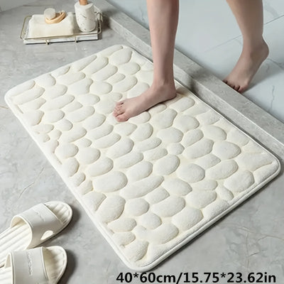 1pc Anti Slip Pebble Pattern Soft Absorbent Foot Pads for Bathroom, Bedroom & Kitchen - Absorbs water and reduces slipping