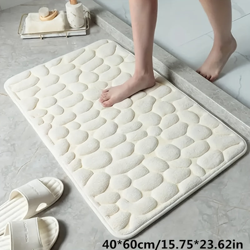 1pc Anti Slip Pebble Pattern Soft Absorbent Foot Pads for Bathroom, Bedroom & Kitchen - Absorbs water and reduces slipping