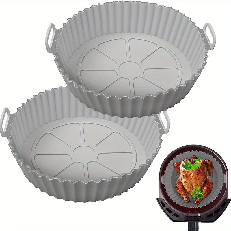 2 Pack Air Fryer Silicone Pot, Reusable Silicone Air Fryer Liners, Air Fryer Accessories, Kitchen Accessories Replacement For Disposable Parchment Paper Liner, Compatible With Ninja, Tower, COSORI