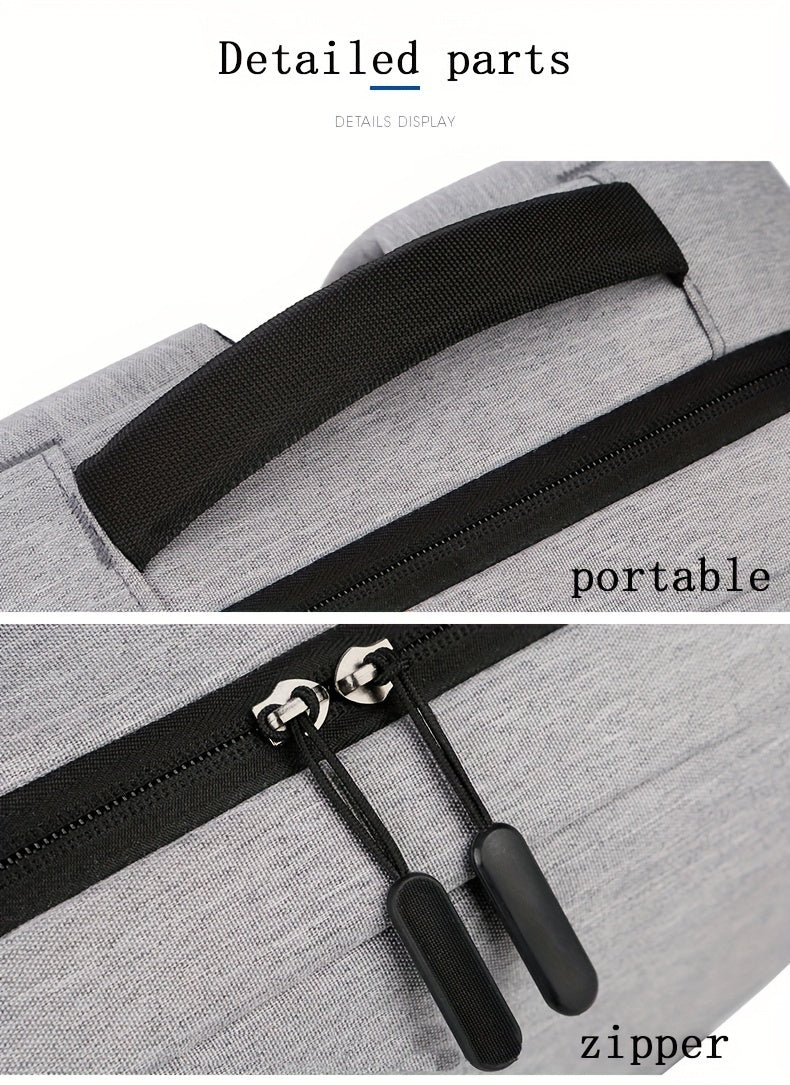 1pc Lightweight Laptop Bag - Durable Fabric Business Backpack with Adjustable Shoulder Straps, Multiple Compartments & Zipper Closure for School, Travel, Work - Grey, Backpack for Travel, Casual Style, Sturdy Construction