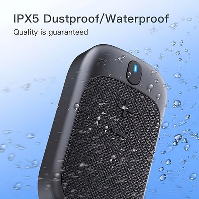 1pc IPX5 Wireless Speaker with Built-in Mic, 18H Playtime, USB-C Charging, Clip-On Mini Portable Design for Sports/Work/Cycling - Smart Voice Assistant, Black, Handsfree Music | Compact Clipon | Textured Surface, Speaker