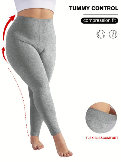 [Stretchy Leggings] Stretchy High-Waist Plus Size Women's Cropped Leggings | Tummy Control, Green, 9/10th Length - Perfect for Yoga & Multiple Sports, Summer New Arrival