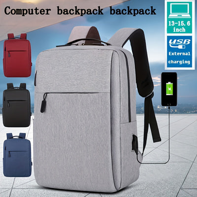1pc Lightweight Laptop Bag - Durable Fabric Business Backpack with Adjustable Shoulder Straps, Multiple Compartments & Zipper Closure for School, Travel, Work - Grey, Backpack for Travel, Casual Style, Sturdy Construction