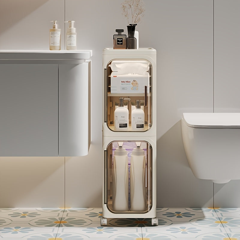 FOOYOO Slim Foldable Storage Organizer - 20.32cm Wide, Rolling Drawer for Kitchen & Bathroom, Over 3.2 Cubic Feet Capacity, Storage Drawer Units