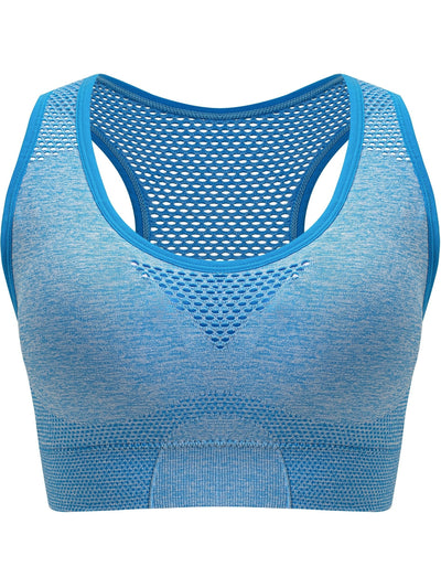 Breathable Plus Size Sports Bra Without Steel Ring, Seamless Hollow Mesh Thin Sports Yoga Bra
