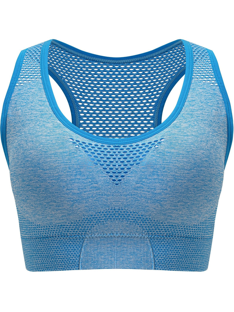 Breathable Plus Size Sports Bra Without Steel Ring, Seamless Hollow Mesh Thin Sports Yoga Bra