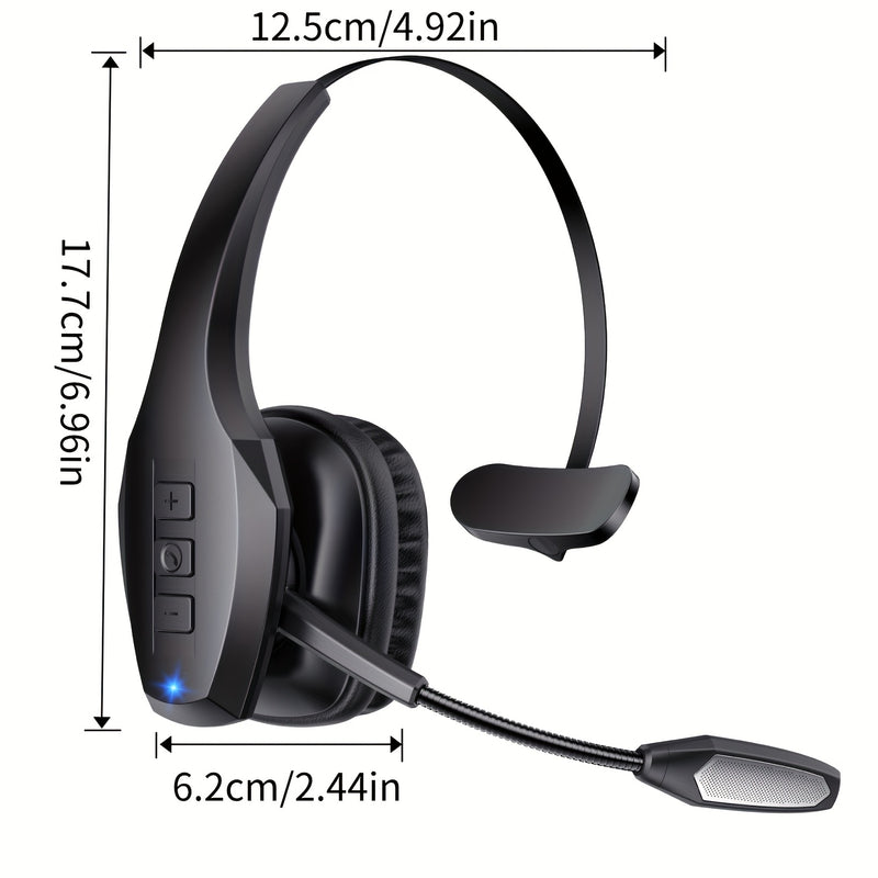 Trucker BT Headset, Wireless Headphone with Mic, Wireless Headset with Dual Noise Cancelling Microphone & Mute Button, 55Hrs Working Time PC Headset for Cell Phones, Computer, Truck Driver, Headphone Wireless, Wireless Headse