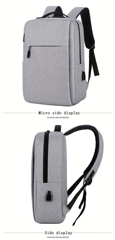 1pc Lightweight Laptop Bag - Durable Fabric Business Backpack with Adjustable Shoulder Straps, Multiple Compartments & Zipper Closure for School, Travel, Work - Grey, Backpack for Travel, Casual Style, Sturdy Construction