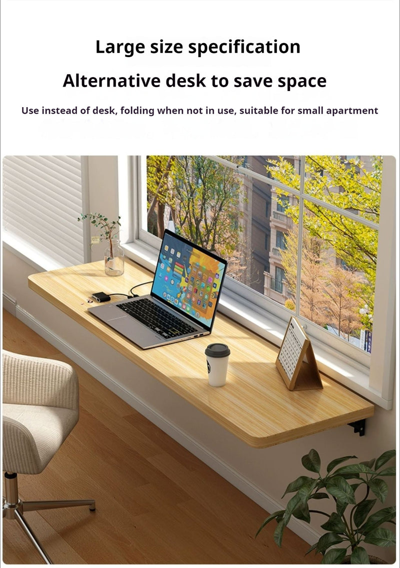 Space-Saving White Wooden Wall-Mounted Folding Desk - Adjustable & Foldable Computer Monitor and Laptop Stand with Cork Material, Ideal for Home & Office Organization, Perfect for Kitchen, Dorms