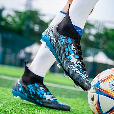 Men's Football Cleats - Lightweight Breathable Training & Match Soccer Shoes with Turf/Ground Studs, Pink/Black/White Color Options, PU Upper & Rubber Sole for All-Season Indoor/ Play, Lace-Up Clekets, Soccer Boots, Soccer Cl