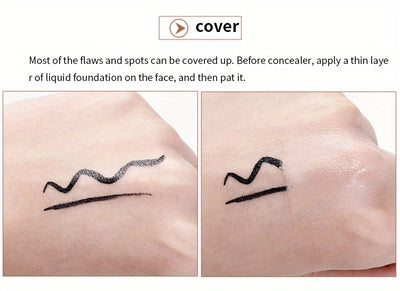 كريم إخفاء العيوب بتغطية عالية بلونين، إخفاء الهالات السوداء وعلامات حب الشباب والنمش والبقع، كريم أساس سائل مقاوم للماء يدوم طويلًا، يحتوي على سكوالين نباتي
