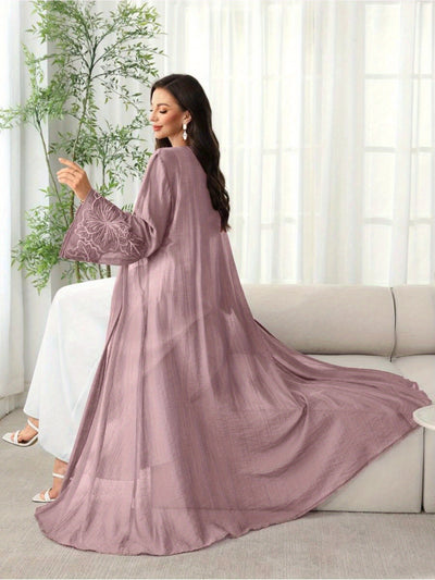Women'S Elegant Arabic Abaya Robe - Long Formal & Everyday Islamic Dress, Flowy Long Gown for Wedding, Office, Travel - Modest Muslim Clothing in Lavender/Purple/Deep Red/Black/White/Gray/Blue/ - Easy Care Non-See-Through Fab