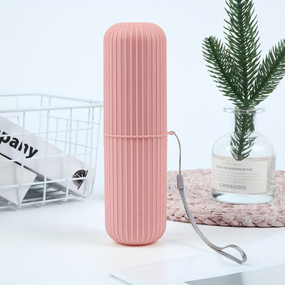 Travel Toothbrush with Portable Case, Rinse Cup and Toothpaste Holder - No Brush, Compact Oral Care Design