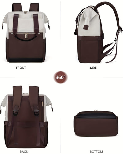 Stylish Women'S Convertible Laptop Backpack - Soft Shell Nylon, Multiple Compartments, Zipper Closure, Ideal for School, Travel & Leisure, Available in Gray, Pink, Blue, Red, Black, Backpack for School