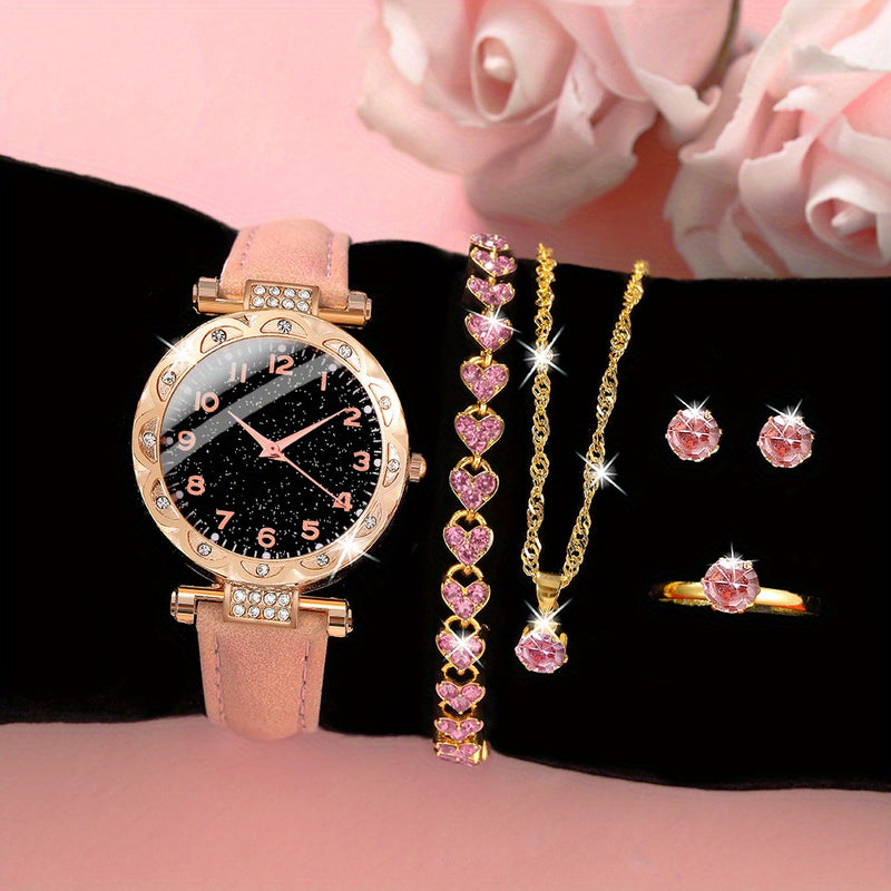 6pcs New Fashionable Round Dial Women&