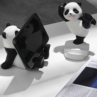 2pcs Cute Panda Phone & Tablet Stand, Adorable Desktop Mobile Holder, Decorative Novelty Accessories, Office & Home Decor, Universal Fit, 8.99cm & 10.01cm Height