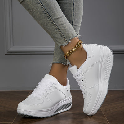 Women's Platform Sneakers, Casual Lace Up Outdoor Shoes, Comfortable Low Top Sport Shoes Autumn Shoe