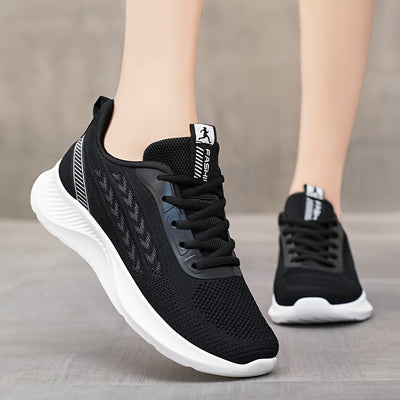 Women's Breathable Mesh Running Shoes, Lightweight Low-Top Casual Sports Sneakers with Lace-Up Closure, Fabric Upper and PU Sole