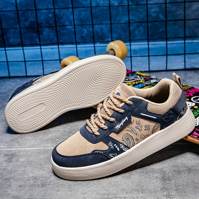 Women's Trendy Printed Sneakers, Casual Lace Up Outdoor Shoes, Comfortable Low Top Skate Shoes