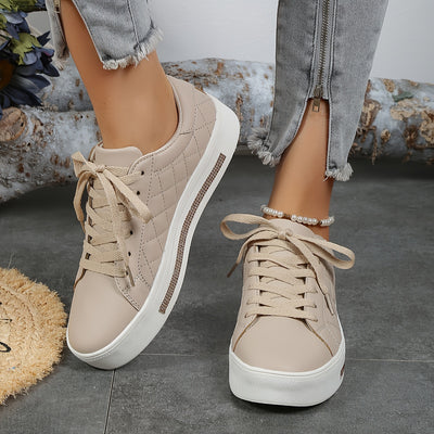 Women's Plaid Pattern Platform Sneakers, Casual Lace Up Outdoor Shoes, Comfortable Low Top Shoes