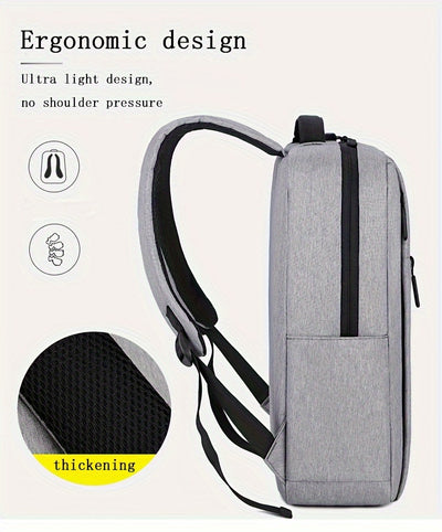 1pc Lightweight Laptop Bag - Durable Fabric Business Backpack with Adjustable Shoulder Straps, Multiple Compartments & Zipper Closure for School, Travel, Work - Grey, Backpack for Travel, Casual Style, Sturdy Construction