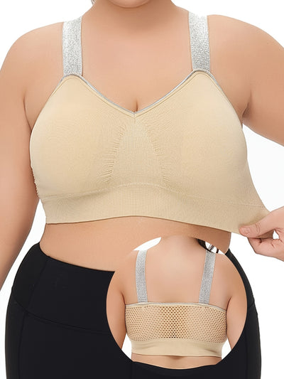 Middle Eastern Summer Thin Silvery Contrast High-End Bra Plus Size Breathable Women's Underwear Gathered Sports Lingerie with Extra Large Cups