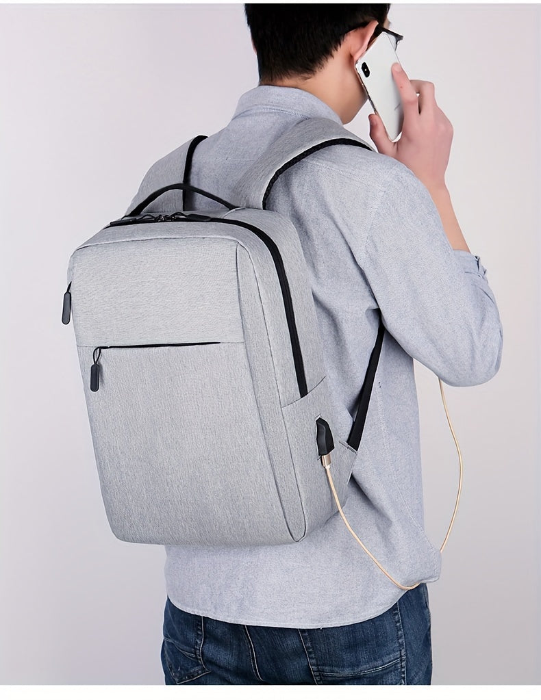 1pc Lightweight Laptop Bag - Durable Fabric Business Backpack with Adjustable Shoulder Straps, Multiple Compartments & Zipper Closure for School, Travel, Work - Grey, Backpack for Travel, Casual Style, Sturdy Construction