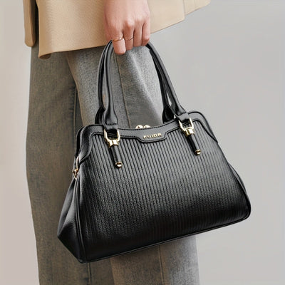 OGEHUAFEE 's Quilted Handbag - Elegant Multi-Layer French-Inspired Quilted Striped (Brown/Beige/Green/Black) Button Closure, Golden-Tone Hardware, Detachable Strap & Nylon - Dress Handbag for, Wedding,