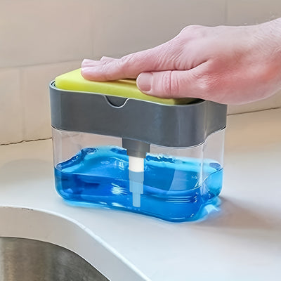1pc Modern ABS Plastic Dish Soap Dispenser with Sponge Holder, Hand Wash Only, Lightweight Square Kitchen Sink Accessory, Space-Themed Solid Color Design