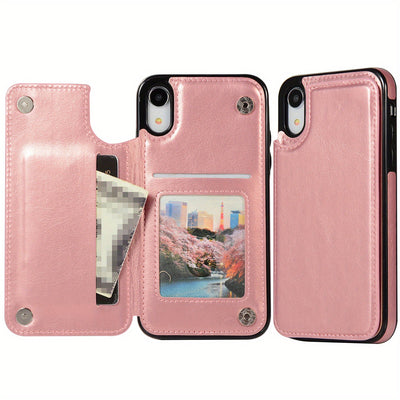 جراب iPhone قابل للطي من الجلد الصناعي عالي الجودة مع فتحات للبطاقات وحامل مقاوم للصدمات متوافق مع موديلات مختلفة بما في ذلك X XR XS Max 11 pro 12 pro 13 pro 14 15 16 SE 6 7 8 plus