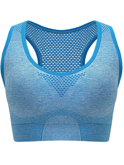 3pcs Plus Size Sports Bras, Polyamide Blend, Hollow Mesh Design, Low Support, Removable Padding, Crew Neck, Medium Stretch, Knit Fabric, with Casual Wear for Women'S Activewear