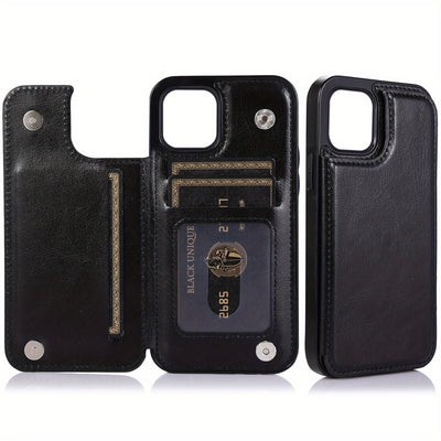 جراب iPhone قابل للطي من الجلد الصناعي عالي الجودة مع فتحات للبطاقات وحامل مقاوم للصدمات متوافق مع موديلات مختلفة بما في ذلك X XR XS Max 11 pro 12 pro 13 pro 14 15 16 SE 6 7 8 plus