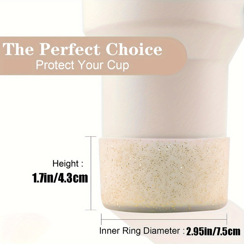 1pc Glitter Silicone Boot Cover Fitting for Sports Cups H2.0-40 Oz And Water Bottles 18-24 Oz And Simple Modern Glasses with 7.24-7.62cm Non-Slip Bottom Cover Bumper for Sports Cups And Sports Bottles