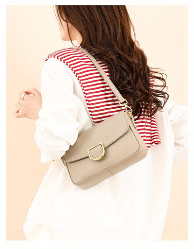 1pc Women's Top-Grain Cowhide Leather Crossbody Bag - Minimalist Square Design with Golden-Tone Hardware, Adjustable Strap & Zipper Closure, Beige/Tan/Black/Green - Casual Everyday Purse for Commuting, Work & Travel, Durable