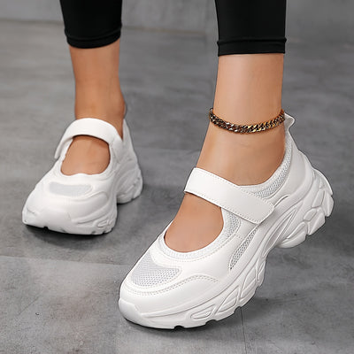Women's Breathable Mesh Platform Sneakers, Casual Ankle Strap Outdoor Shoes, Women's Comfortable Shoes